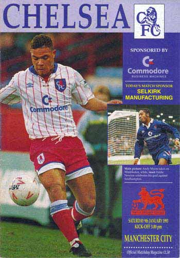 programme cover for Chelsea v Manchester City, Saturday, 9th Jan 1993