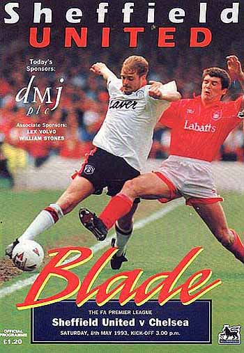 programme cover for Sheffield United v Chelsea, Saturday, 8th May 1993
