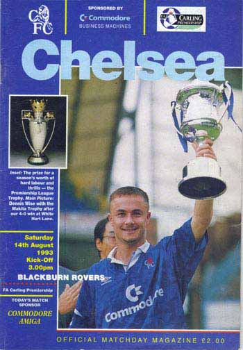 programme cover for Chelsea v Blackburn Rovers, Saturday, 14th Aug 1993