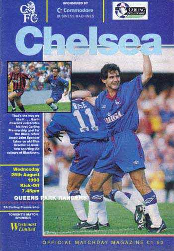 programme cover for Chelsea v Queens Park Rangers, 25th Aug 1993