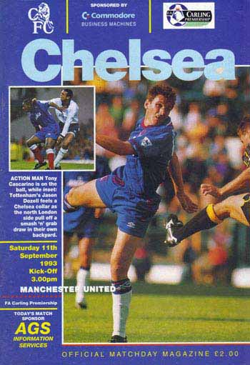 programme cover for Chelsea v Manchester United, Saturday, 11th Sep 1993