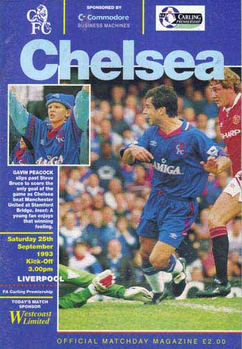 programme cover for Chelsea v Liverpool, Saturday, 25th Sep 1993
