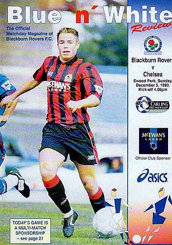 programme cover for Blackburn Rovers v Chelsea, Sunday, 5th Dec 1993