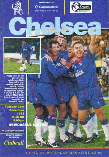 programme cover for Chelsea v Newcastle United, Tuesday, 28th Dec 1993