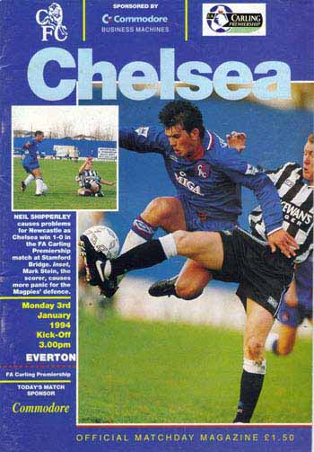 programme cover for Chelsea v Everton, Monday, 3rd Jan 1994