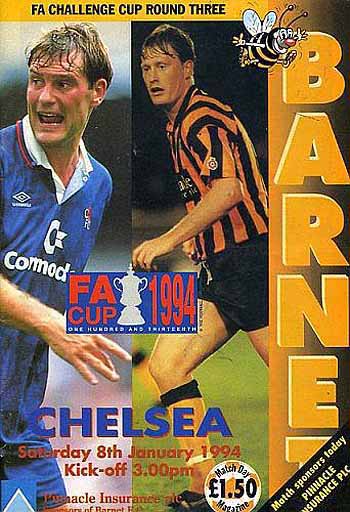 programme cover for Barnet v Chelsea, Saturday, 8th Jan 1994