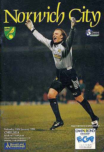 programme cover for Norwich City v Chelsea, Saturday, 15th Jan 1994