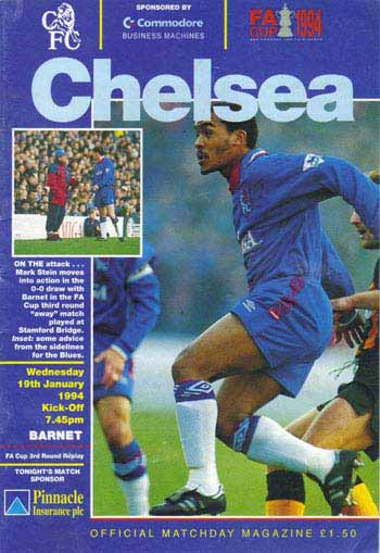 programme cover for Chelsea v Barnet, Wednesday, 19th Jan 1994