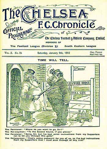 programme cover for Swindon Town v Chelsea, Saturday, 9th Jan 1915