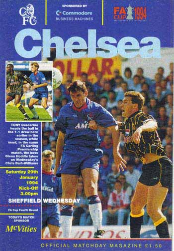 programme cover for Chelsea v Sheffield Wednesday, Saturday, 29th Jan 1994