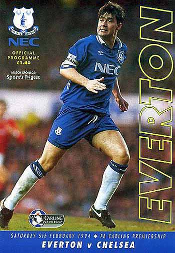 programme cover for Everton v Chelsea, Saturday, 5th Feb 1994