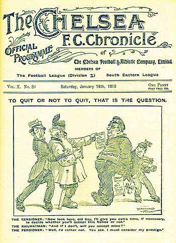 programme cover for Chelsea v Swindon Town, Saturday, 16th Jan 1915