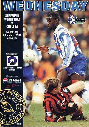 programme cover for Sheffield Wednesday v Chelsea, 30th Mar 1994