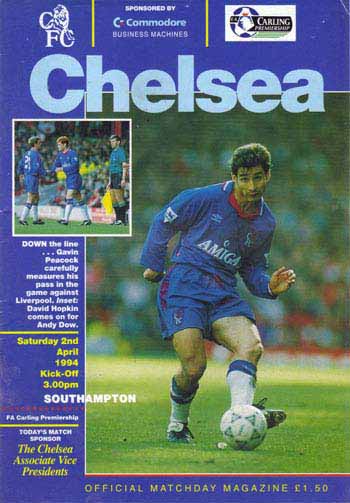 programme cover for Chelsea v Southampton, Saturday, 2nd Apr 1994