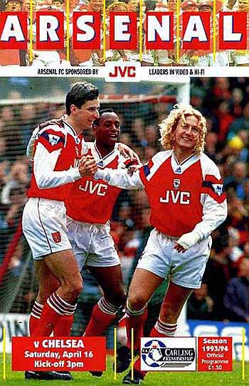 programme cover for Arsenal v Chelsea, Saturday, 16th Apr 1994