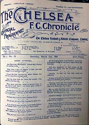 programme cover for Chelsea v Leeds City, 31st Mar 1906