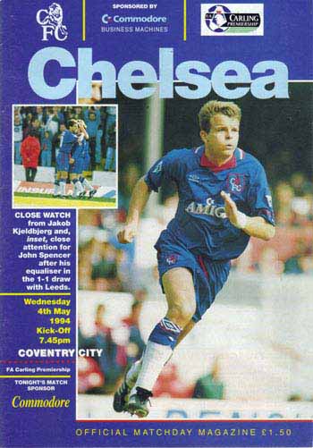 programme cover for Chelsea v Coventry City, Wednesday, 4th May 1994