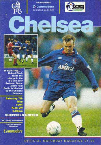 programme cover for Chelsea v Sheffield United, Saturday, 7th May 1994