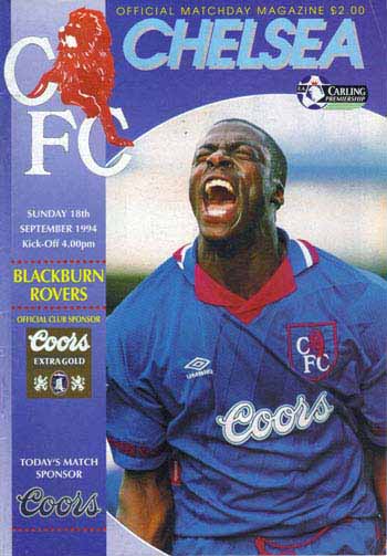 programme cover for Chelsea v Blackburn Rovers, 18th Sep 1994