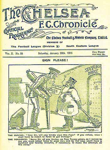 programme cover for Chelsea v Arsenal, Saturday, 30th Jan 1915