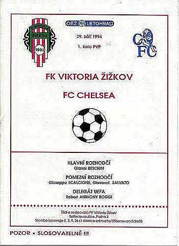 programme cover for Viktoria Zizkov v Chelsea, Thursday, 29th Sep 1994