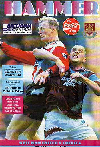 programme cover for West Ham United v Chelsea, Wednesday, 26th Oct 1994