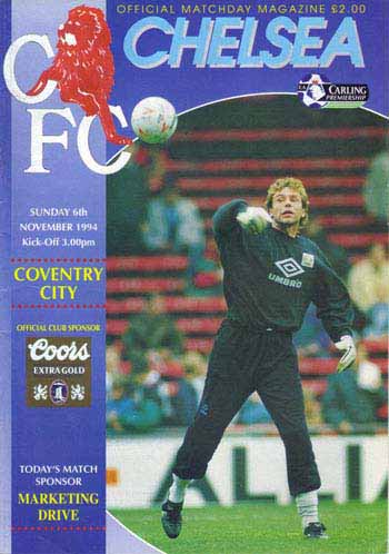 programme cover for Chelsea v Coventry City, Sunday, 6th Nov 1994