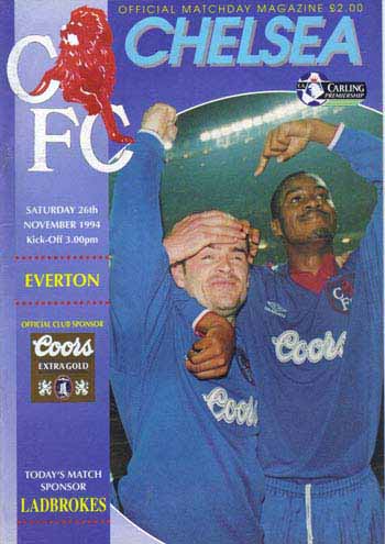 programme cover for Chelsea v Everton, Saturday, 26th Nov 1994
