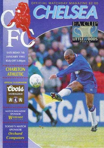 programme cover for Chelsea v Charlton Athletic, 7th Jan 1995