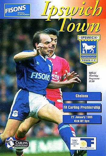 programme cover for Ipswich Town v Chelsea, Saturday, 21st Jan 1995