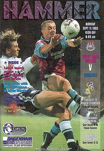 programme cover for West Ham United v Chelsea, Monday, 11th Sep 1995