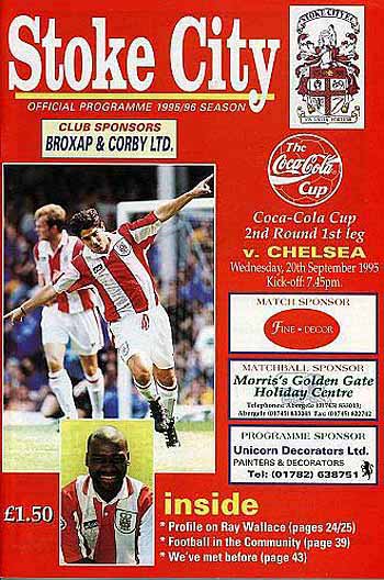 programme cover for Stoke City v Chelsea, Wednesday, 20th Sep 1995