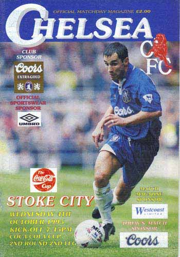 programme cover for Chelsea v Stoke City, Wednesday, 4th Oct 1995