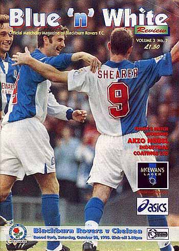 programme cover for Blackburn Rovers v Chelsea, Saturday, 28th Oct 1995