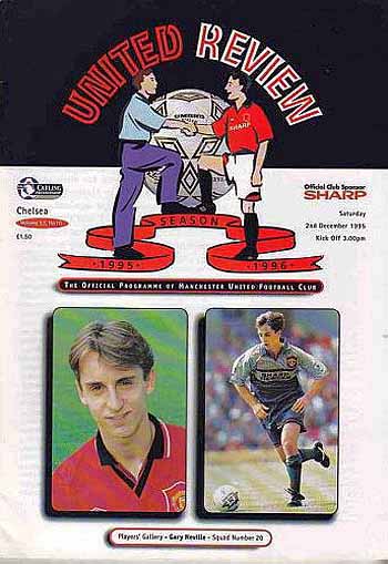 programme cover for Manchester United v Chelsea, Saturday, 2nd Dec 1995
