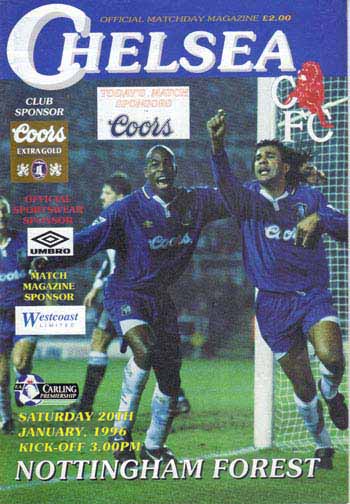 programme cover for Chelsea v Nottingham Forest, Saturday, 20th Jan 1996
