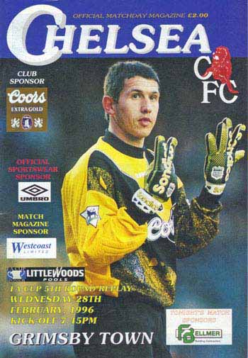 programme cover for Chelsea v Grimsby Town, 28th Feb 1996