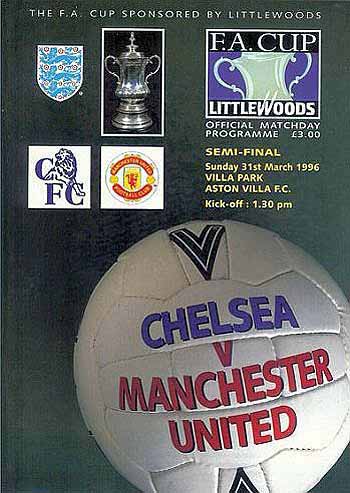 programme cover for Manchester United v Chelsea, 31st Mar 1996