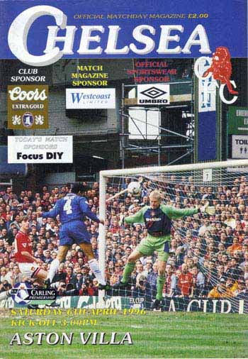 programme cover for Chelsea v Aston Villa, 6th Apr 1996