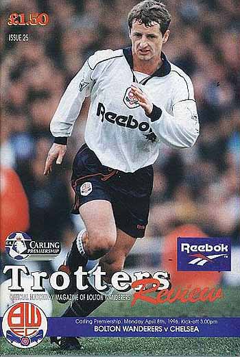 programme cover for Bolton Wanderers v Chelsea, Monday, 8th Apr 1996