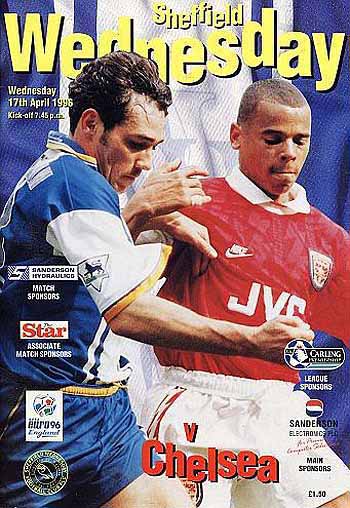 programme cover for Sheffield Wednesday v Chelsea, Wednesday, 17th Apr 1996