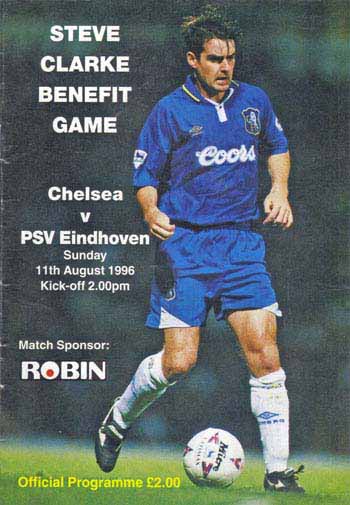 programme cover for Chelsea v PSV Eindhoven, Sunday, 11th Aug 1996