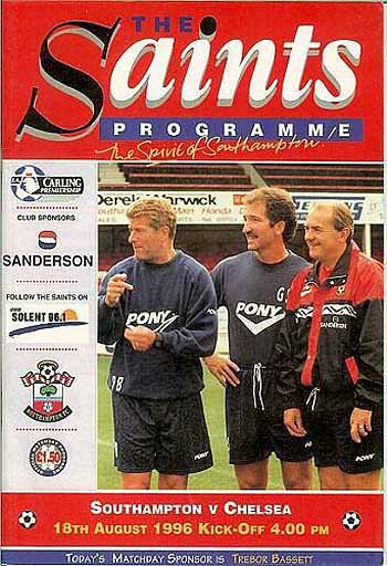 programme cover for Southampton v Chelsea, 18th Aug 1996