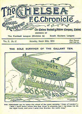 programme cover for Chelsea v Blackburn Rovers, Saturday, 20th Mar 1915