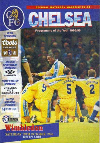 programme cover for Chelsea v Wimbledon, 19th Oct 1996