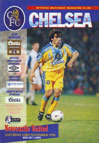 programme cover for Chelsea v Newcastle United, Saturday, 23rd Nov 1996