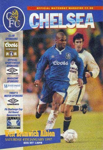 programme cover for Chelsea v West Bromwich Albion, 4th Jan 1997
