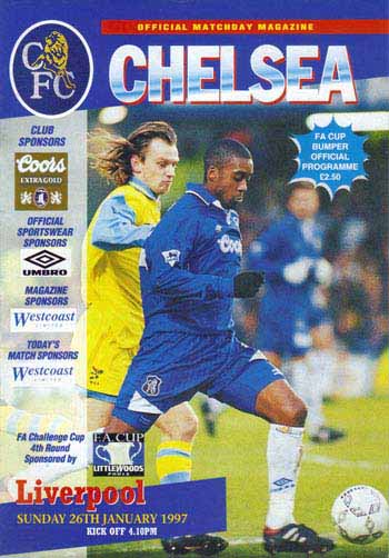 programme cover for Chelsea v Liverpool, Sunday, 26th Jan 1997