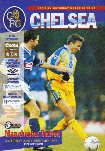 programme cover for Chelsea v Manchester United, Saturday, 22nd Feb 1997
