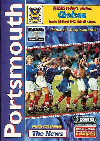 programme cover for Portsmouth v Chelsea, Sunday, 9th Mar 1997